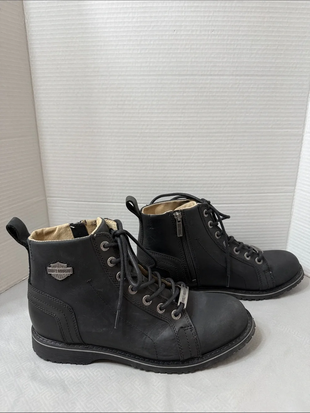 Harley-Davidson Men’s Size 9.5 Stratford Black orLeather Lace-Up Motorcycle Boot
